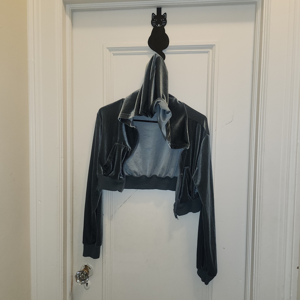 SHEIN Cropped Green Velvet Women's Jacket
